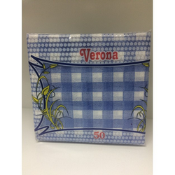 Салфетки 50л ВЕРОНА п/п 1-сл. 24*24 Клетка зеленая