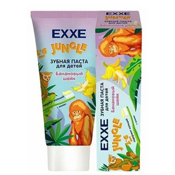 Зубная паста детская EXXE Банановый шейк серия Джунгли, 75г (2-6 лет)