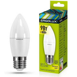 Ergolux LED-C35-9W-E27-3K (Эл.лампа светодиодная Свеча 9Вт E27 3500K 220-240В)