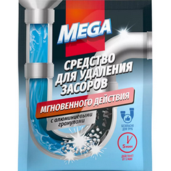 Средство для удаления засоров 60 г (в шоубоксе) MEGA
