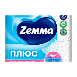 Туалетная бумага ZEMMA 2сл. Белая 12шт/7шт